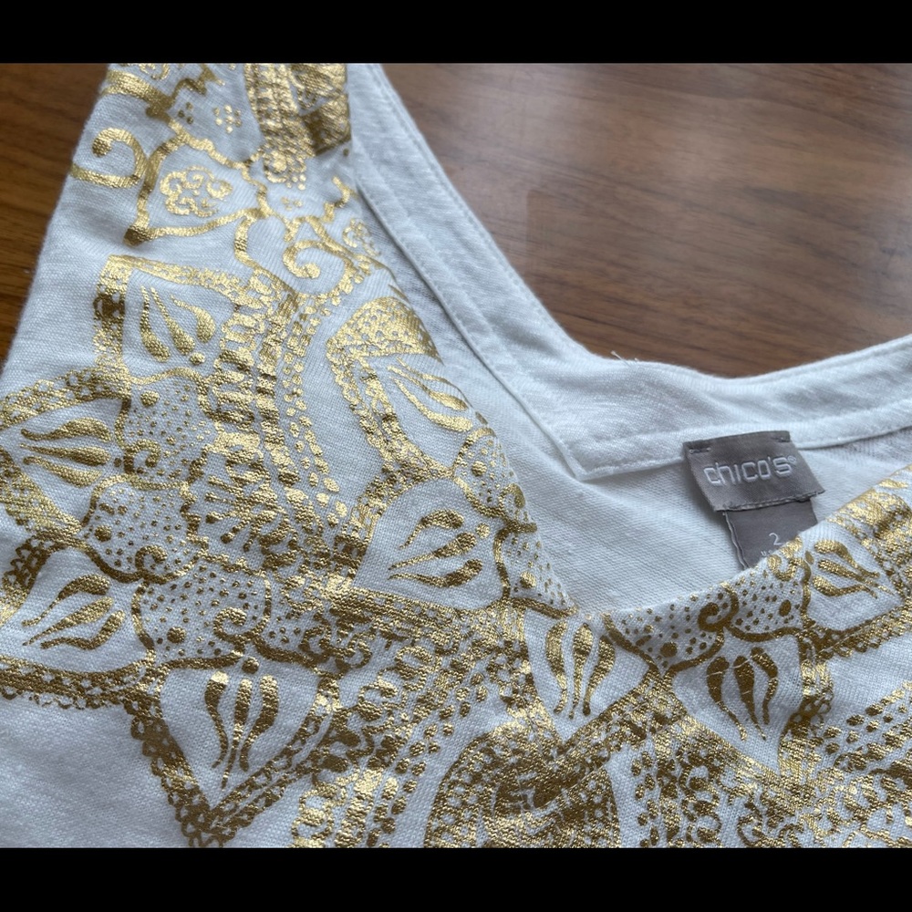 *EUC* Chico’s Foil-Print Linen Tee
